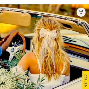 Lulus mariella white pearl tulle bow